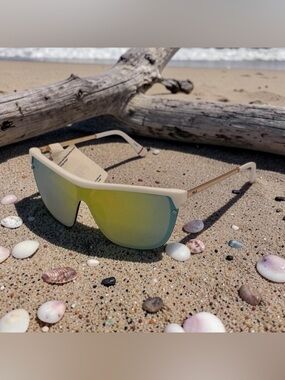 Fila Unisex White Gold Plastic Shield Sunglass , Gold Flash Lens SF9343 6VCA